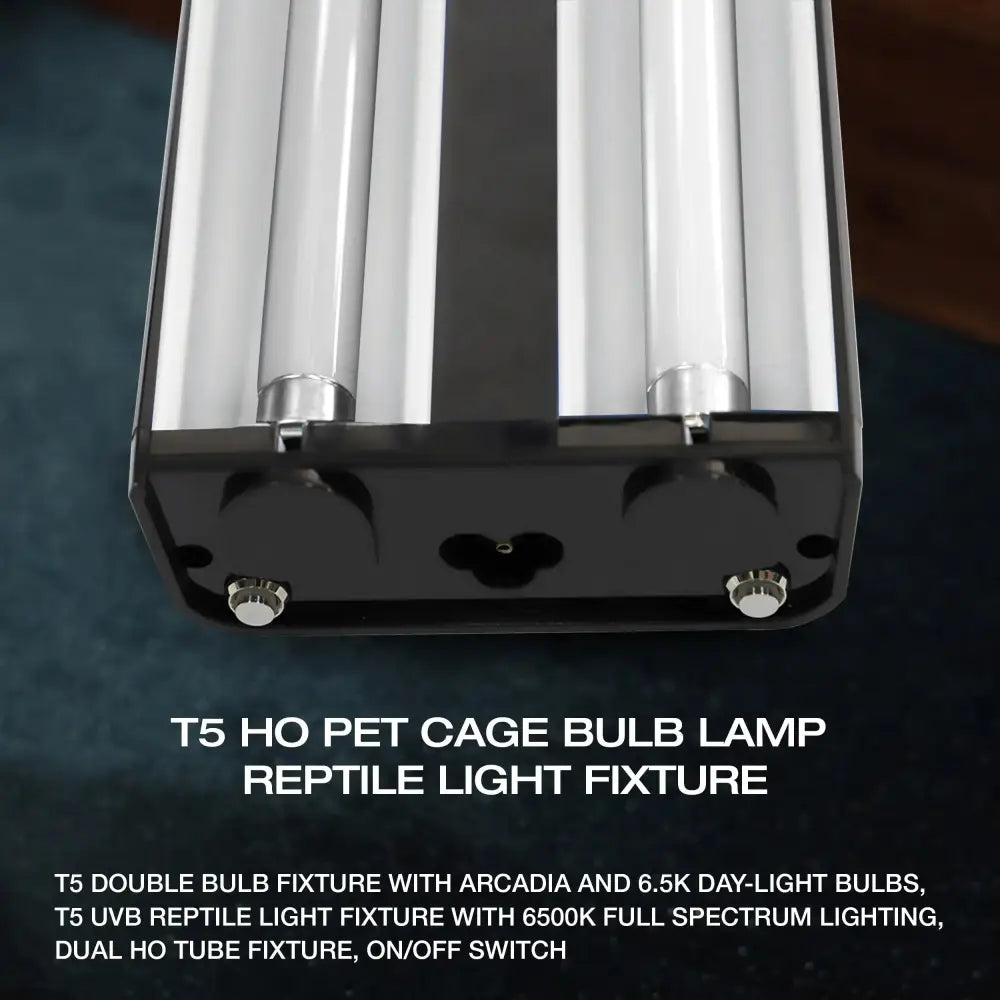 Talis-us Double Bulb Fixture with Arcadia and 6.5k Day-Light Bulbs HO T5 UVB Reptile Light Terrarium Hood Talis Us