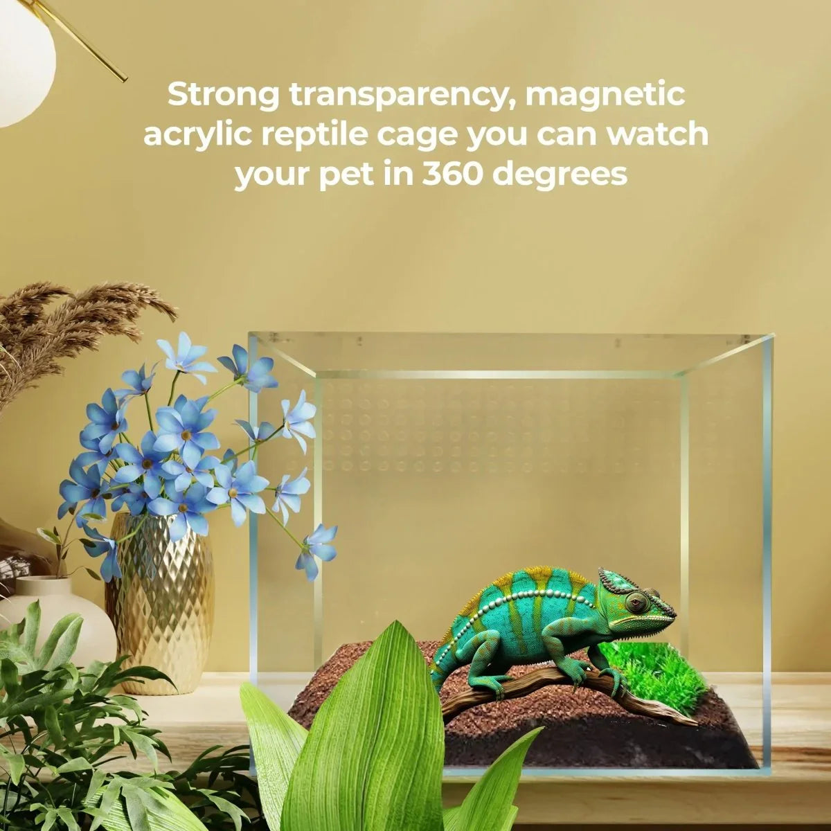 Talis - us Acrylic Reptile Enclosure Terrarium Cage For Lizard Snake Tarantula 9"x 9"x 9" - Talis Us