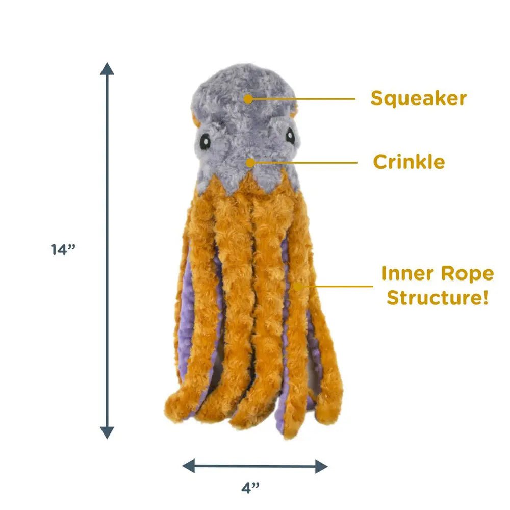 Tall Tails Octopus Dog Toy with Squeaker 14" - Talis Us