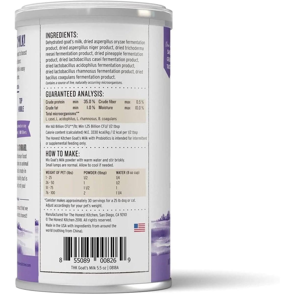 The Honest Kitchen Daily Boosters Instant Goat's Milk with Probiotics for Dogs - Talis Us