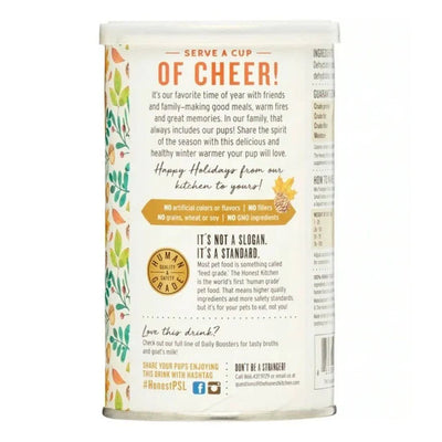 The Honest Kitchen pumpkin latte for dogs in a convenient container for a festive dog treat