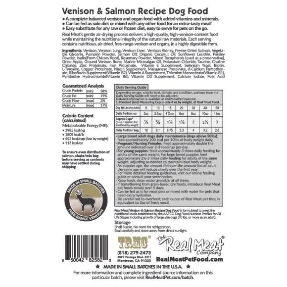 The Real Meat Company Air - Dried Venison with Salmon Dog Food 2lb - Talis Us