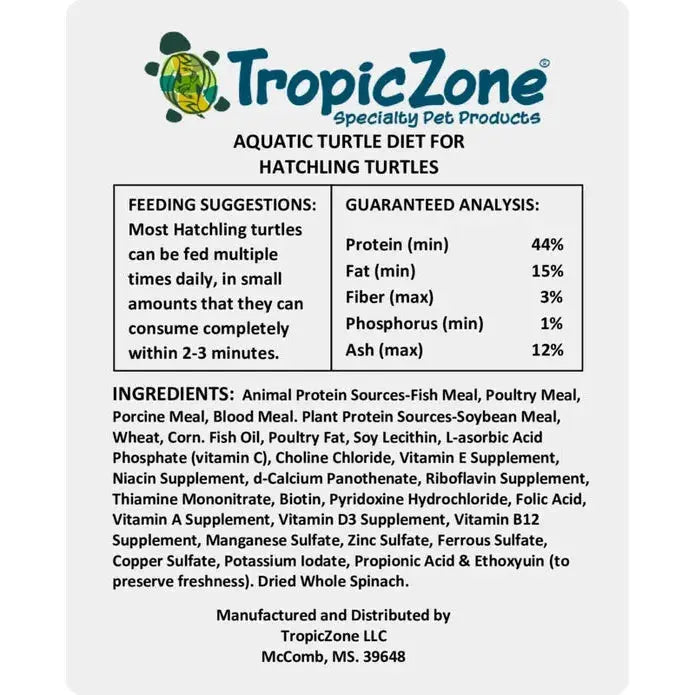 TropicZone Aquatic Turtle Diet Stage - 1 Hatchling Formula - Talis Us
