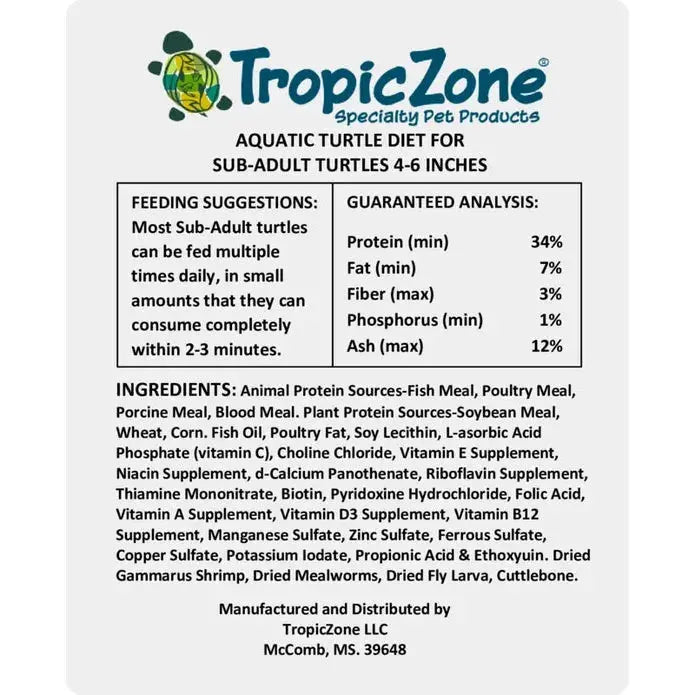 TropicZone Aquatic Turtle Diet Stage - 4 Sub - Adult Formula - Talis Us