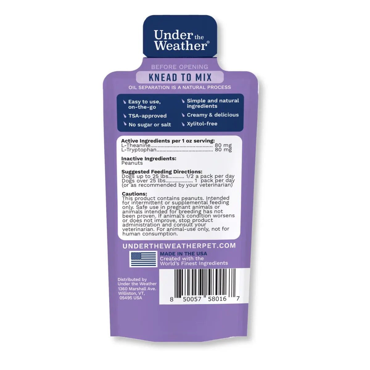 Under the Weather PB & Chill Calming Peanut Butter 1oz - Talis Us