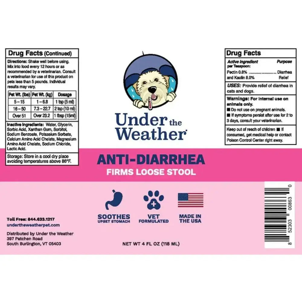 Under the Weather Anti - Diarrhea Liquid for Dogs 4oz - Talis Us