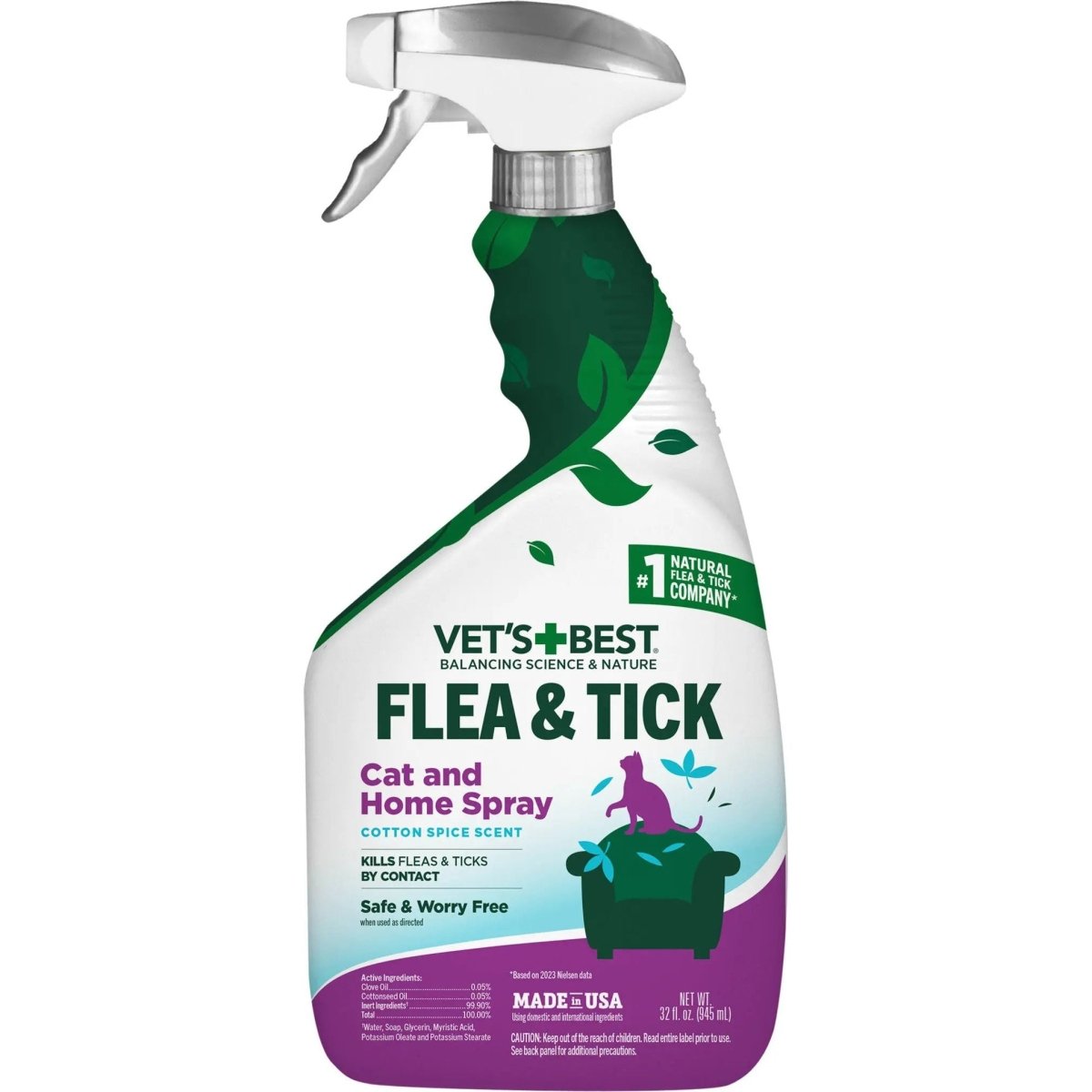 Vet's Best Flea & Tick Cotton Spice Scent Cat and Home Spray - Talis Us