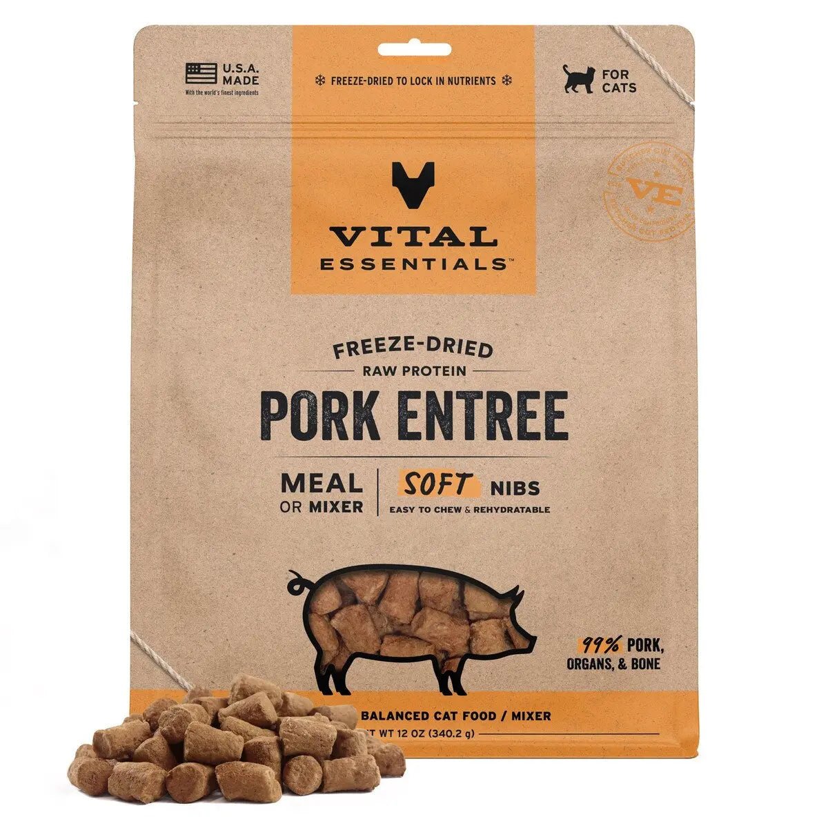 Vital Essentials Freeze - Dried Raw Entree & Mixer Cat Food Soft Nibs 12 oz - Talis Us