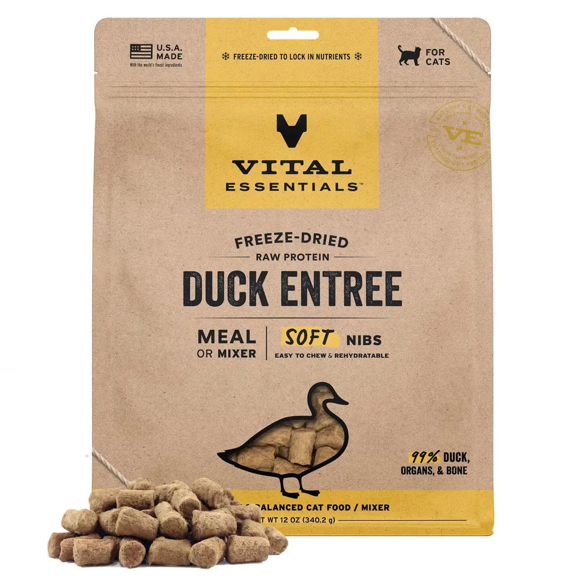 Vital Essentials Freeze - Dried Raw Entree & Mixer Cat Food Soft Nibs 12 oz - Talis Us