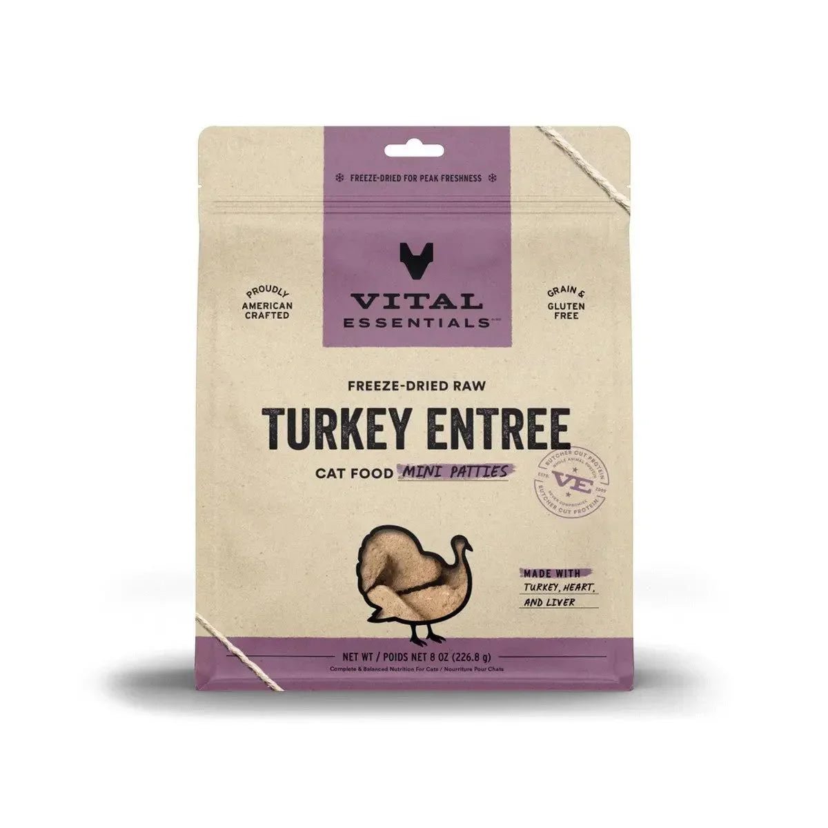 Vital Essentials® Freeze - Dried Raw Turkey Entree Cat Food Mini Patties - Talis Us