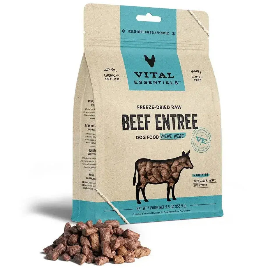 Vital Essentials® Freeze - Dried Raw Beef Entree Dog Food Mini Nibs - Talis Us