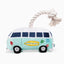 Volkswagen dog rope toy shaped like a vintage bus with a rope for tugging and snuggling