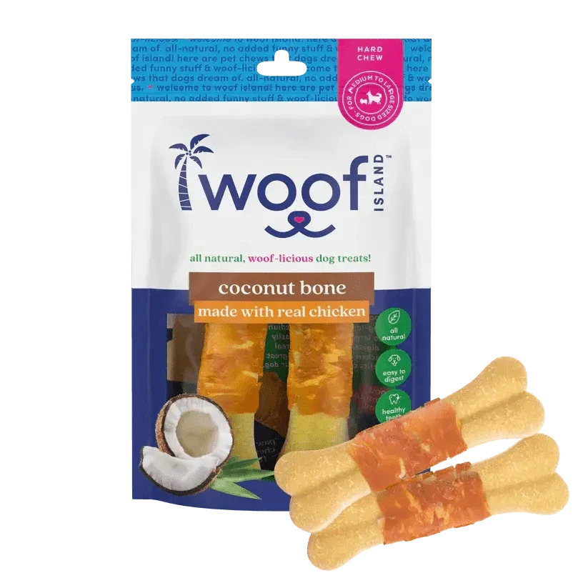 Woof Island Natural Coconut Bones with Chicken Healthy Dog Snacks - Talis Us