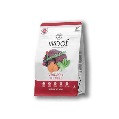 The New Zealand Natural Pet Food Co woof venison air dried dog food with healthy ingredients