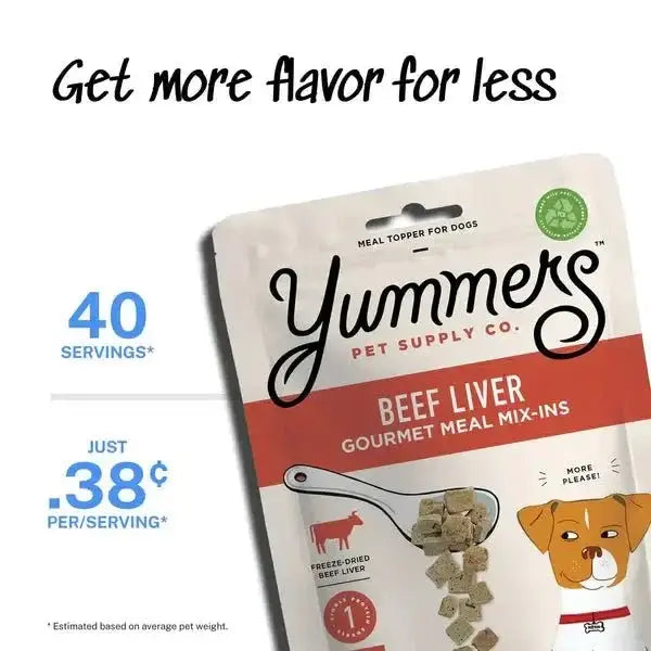 Yummers Freeze dried Beef Liver Gourmet Meal Mix in for Dogs Food Topper, 2.5 oz - Talis Us