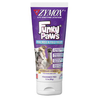 Zymox Funky Paws Paw and Nose Cream for Dogs in a 3.2 oz tube for skin relief and moisture