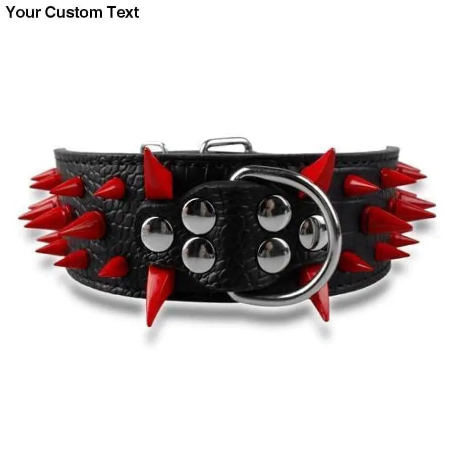 2" Wide Sharp Spiked Studded Leather Dog Collars Pitbull Bulldog Big Dog Collar Adjustable Talis Us