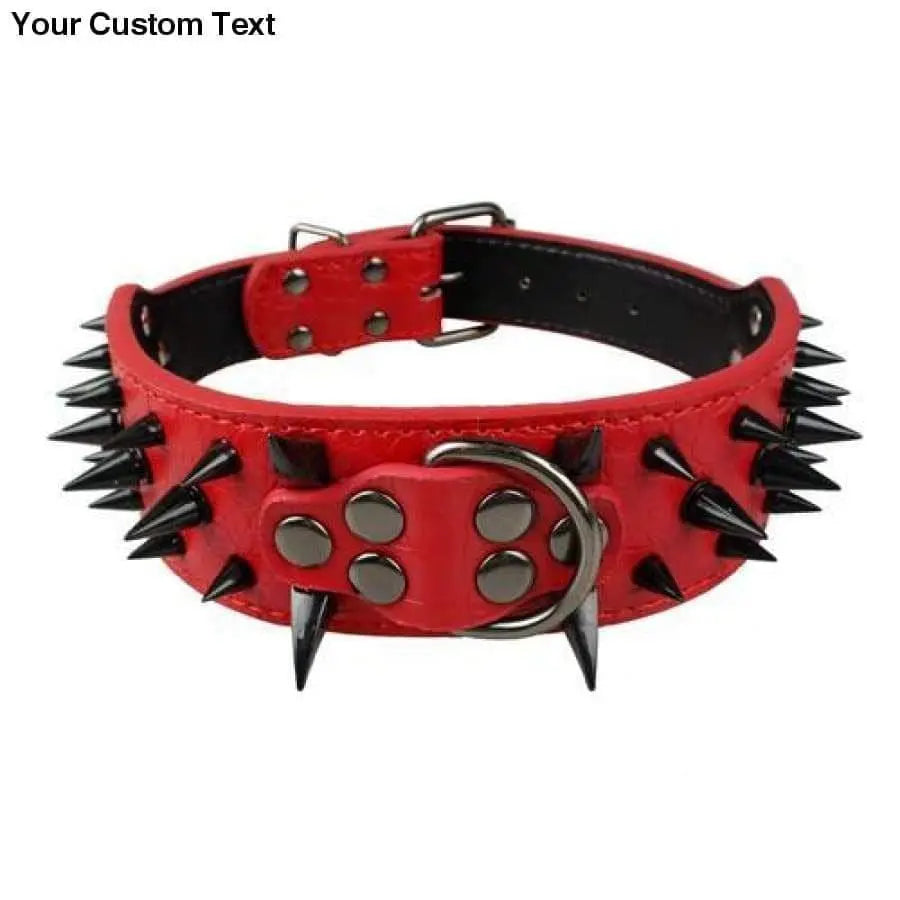 2" Wide Sharp Spiked Studded Leather Dog Collars Pitbull Bulldog Big Dog Collar Adjustable Talis Us