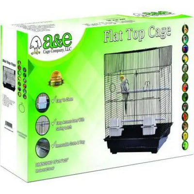 AE Cage Company Flat Top Bird Cage 18"x14"x22" Black AE Cage Company