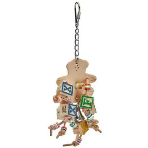 AE Cage Company Happy Beaks Leather Bear with ABC Blocks Assorted Bird Toy A&E Cage Company