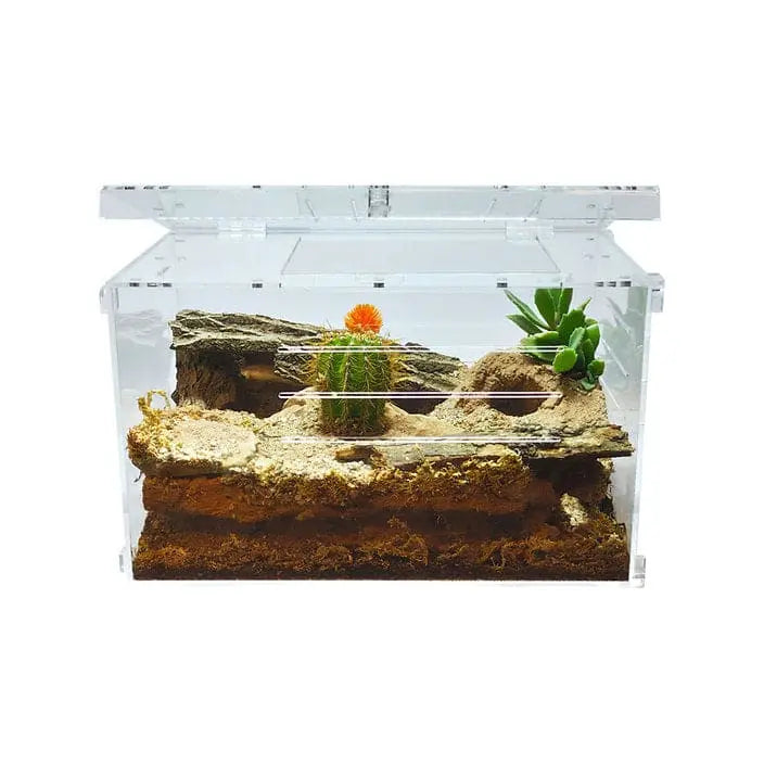 Acrylic Two Way Enclosure Large Transparent Reptile Breeding Box Terrarium Cage Tank for Reptiles, HerpCult