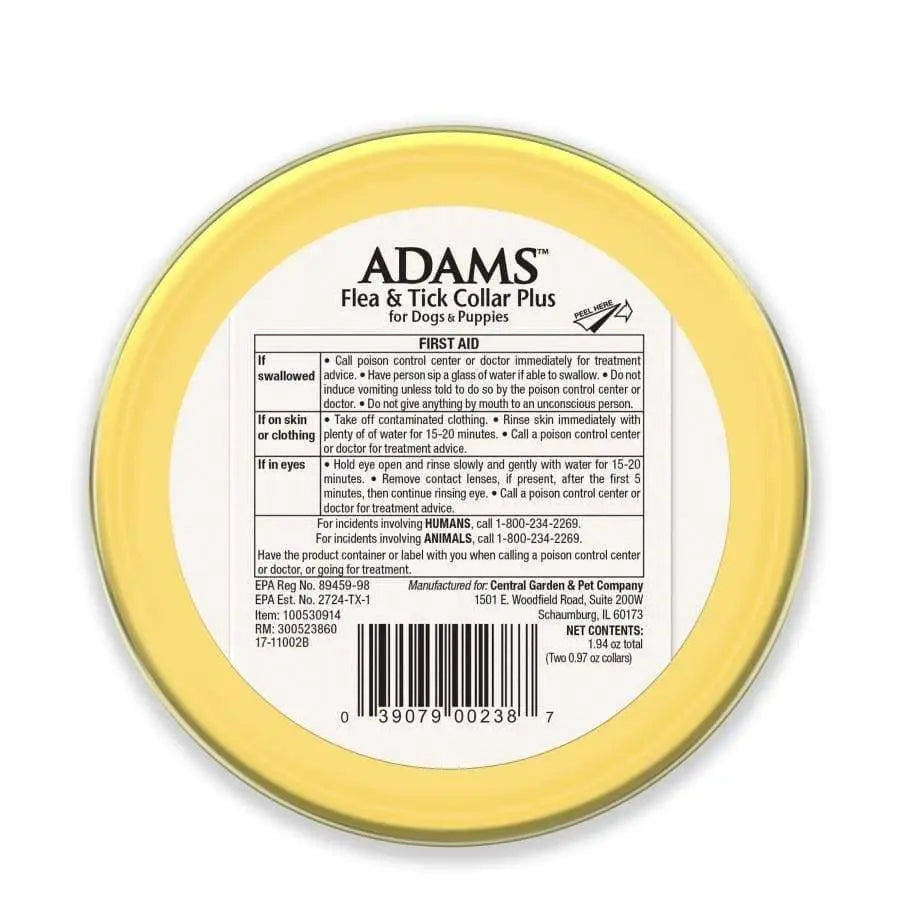 Adams Flea & Tick Collar Plus for Dogs & Puppies, 2 Pack One Size Adams