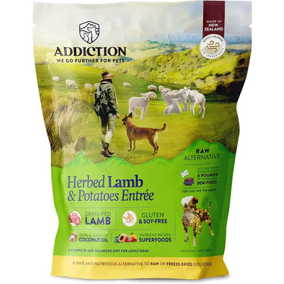 Addiction Herbed Lamb & Potatoes Raw Alternative Dog Food 2 lb Addiction