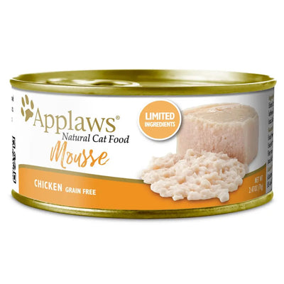 Applaws Natural Wet Cat Food Plain Mousse Chicken 2.47oz Can 24/cs Applaws