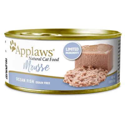 Applaws Natural Wet Cat Food Plain Mousse Ocean Fish 2.47oz Can Applaws