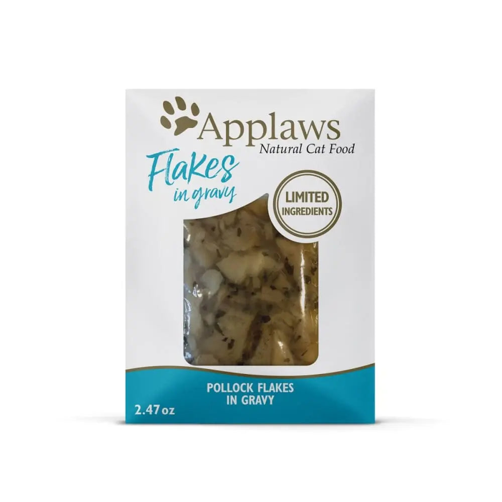 Applaws Natural Wet Cat Food Pollock Flakes in Gravy 2.47oz Pouch 12/cs Applaws