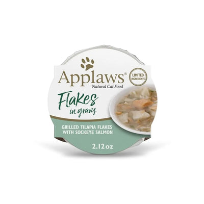 Applaws Natural Wet Cat Food Tilapia with Sockeye Salmon Flakes in Gravy 2.12oz Pot 18/cs Applaws