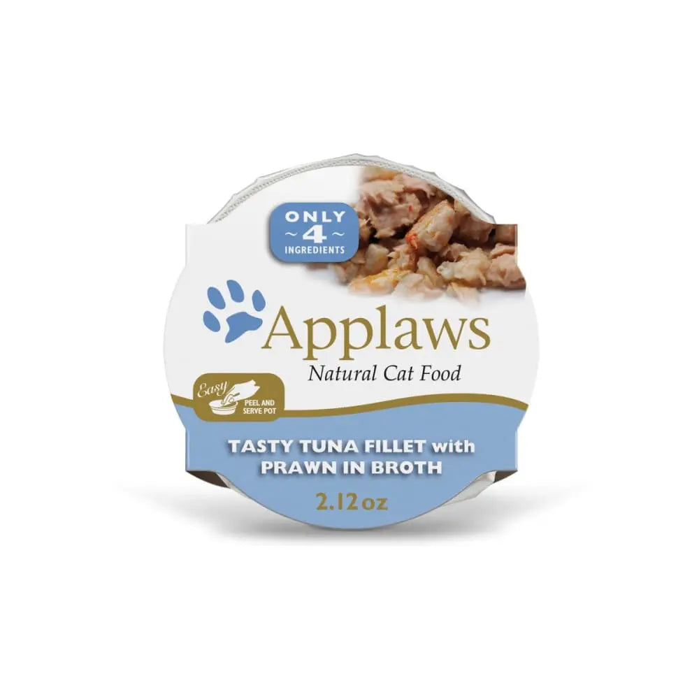 Applaws Natural Wet Cat Food Tuna Fillet with Prawn in Broth 2.12oz Pot Applaws