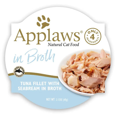 Applaws Natural Wet Cat Food Tuna Fillet with Seabream in Broth 2.12oz Pot 18/cs Applaws