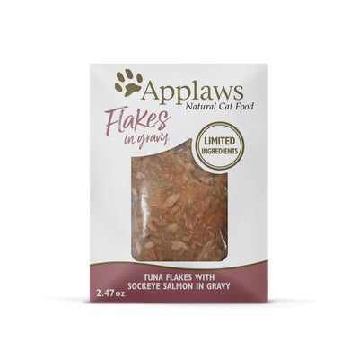 Applaws Natural Wet Cat Food Tuna Flakes with Salmon in Gravy 2.47oz Pouch 12/cs Applaws