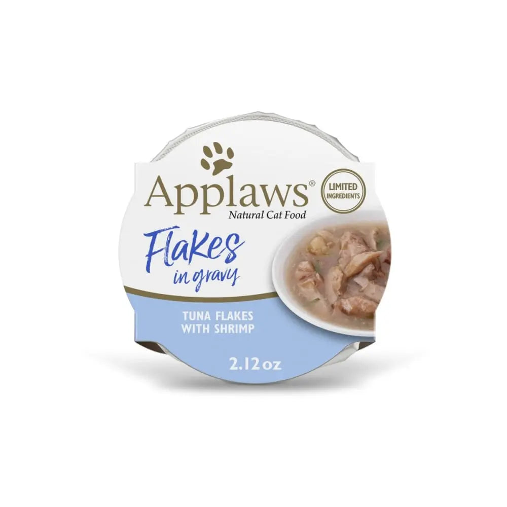 Applaws Natural Wet Cat Food Tuna Flakes with Shrimp in Gravy 2.12oz Pot 18/cs Applaws