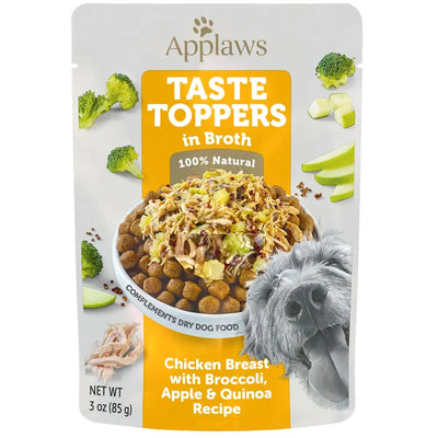 Applaws Taste Toppers Wet Dog Food with Broth Chicken Breast w/ Broccoli, Apple, Quinoa 3oz 12/cs Applaws