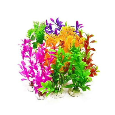 Aquatop® Plastic Aquarium Plants 7 Inch X 12 Pack Assorted Colors Aquatop®