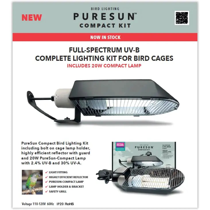 Arcadia Bird PureSun Compact Kit UVB Lighting System for Bird Cages Arcadia bird