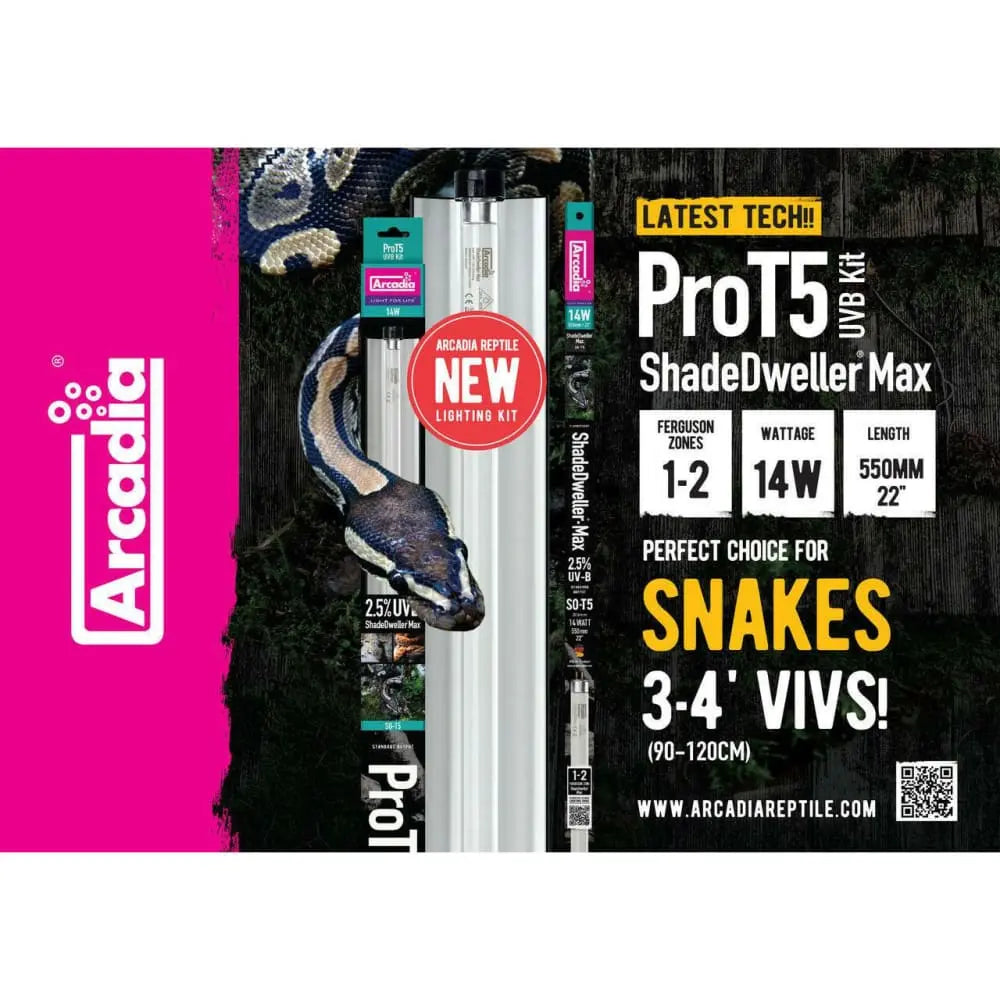 Arcadia Pro T5 ShadeDweller-Max Kit UVB Snake Lamp Arcadia