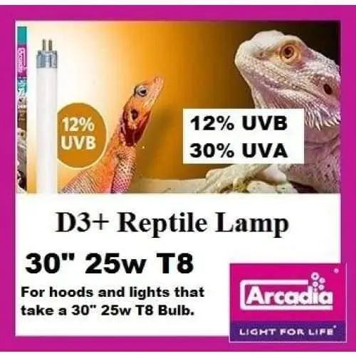 Arcadia T8 12% D3+ Reptile Lamp 30" 25 watt **New ODD size for Exo Terra Hoods Arcadia