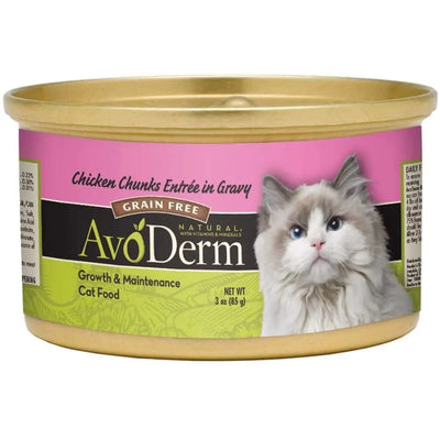 AvoDerm Grain Free Chicken Chunks Entree in Gravy Canned Cat Food 24ea/3oz AvoDerm CPD