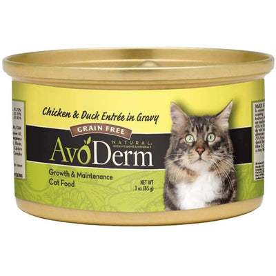 AvoDerm Grain Free Chicken & Duck Entree in Gravy Canned Cat Food 24ea/3oz AvoDerm CPD