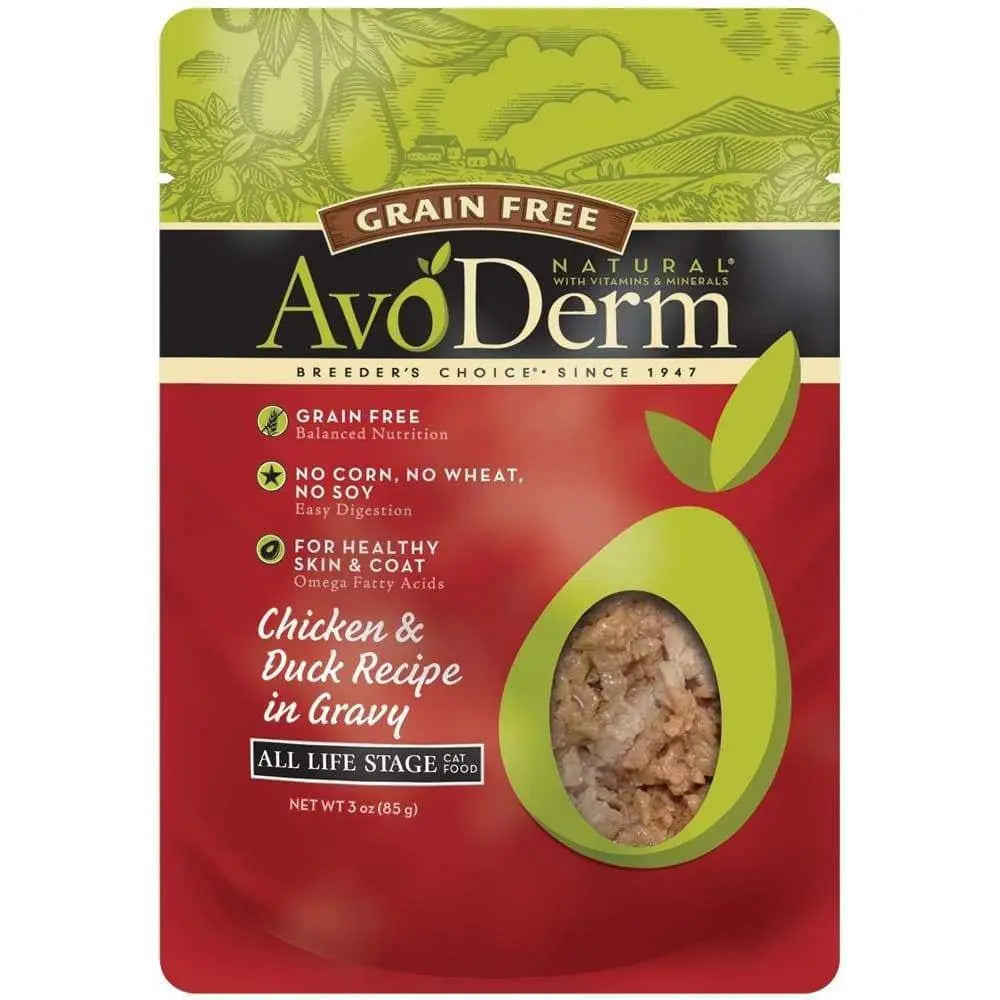 AvoDerm Grain Free Chicken & Duck Recipe in Gravy Cat Food Pouch 24ea/3oz AvoDerm CPD