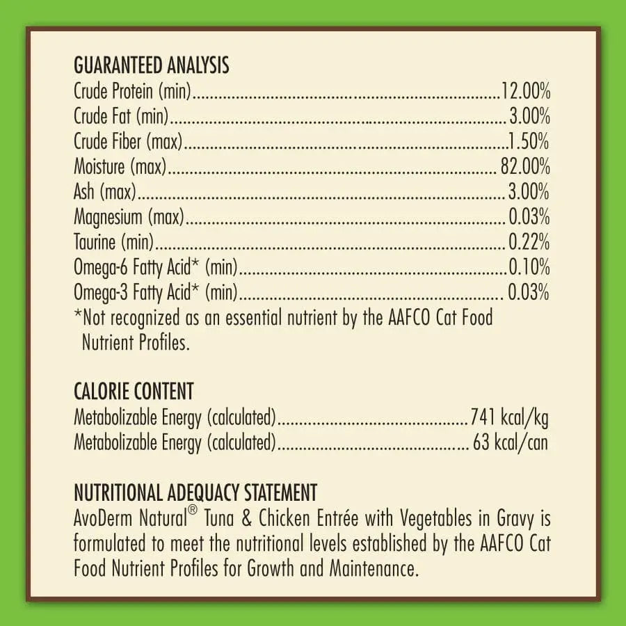 AvoDerm Grain Free Tuna & Chicken w/ Vegetables in Gravy Canned Cat Food 24/3oz AvoDerm CPD