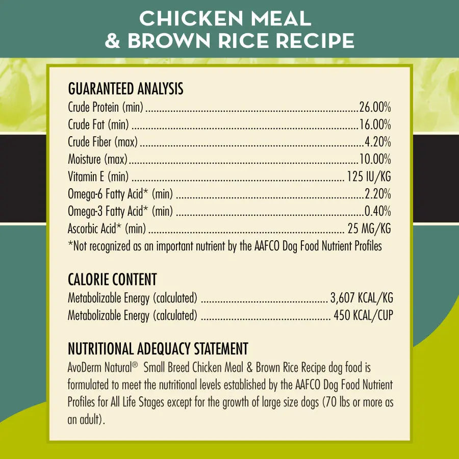 AvoDerm Natural Chicken Meal & Brown Rice - Small Breed Dry Dog Food AvoDerm CPD