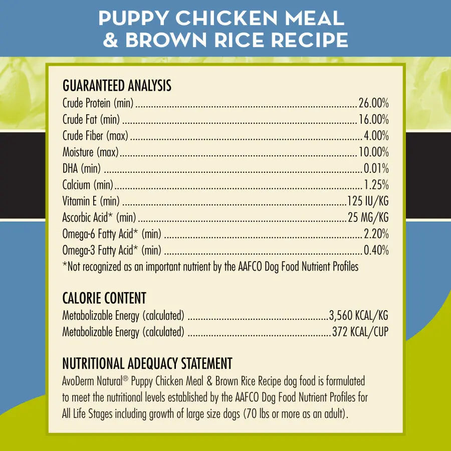 AvoDerm Natural Chicken Meal & Brown Rice Formula Dry Puppy Food AvoDerm CPD