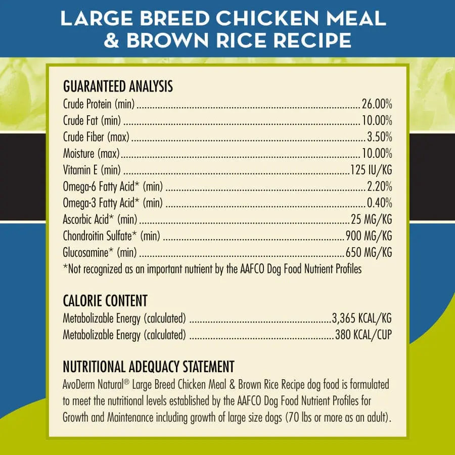 AvoDerm Natural Chicken Meal & Brown Rice Formula Large Breed Dry Dog Food AvoDerm CPD
