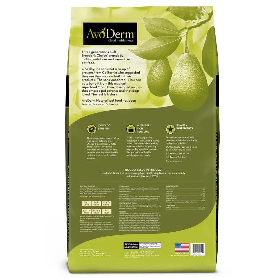 AvoDerm Natural Triple Protein Meal Formula Dry Dog Food 30 lb AvoDerm CPD