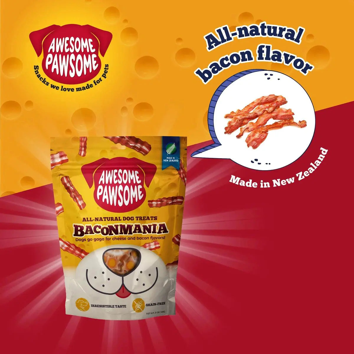 Awesome Pawsome Baconmania Dog Treats 3oz Awesome Pawsome