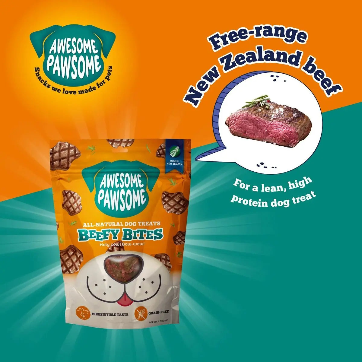 Awesome Pawsome Beefy Bites Dog Treats 3oz Awesome Pawsome